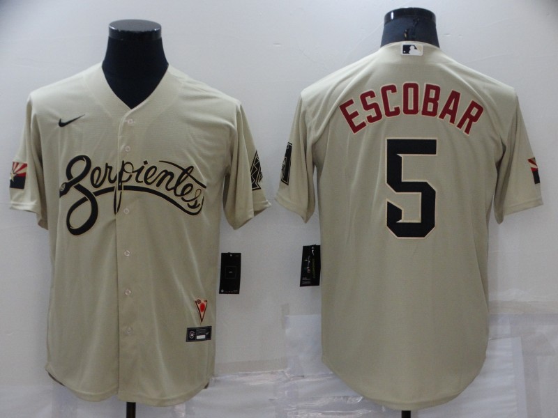 Personalized Men’s Milwaukee Brewers #5 Eduardo Escobar Cream Cool Base Stitched Jersey