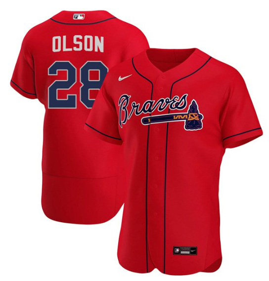 Personalized Men’s Atlanta Braves #28 Matt Olson Red Flex Base Stitched Baseball Jersey