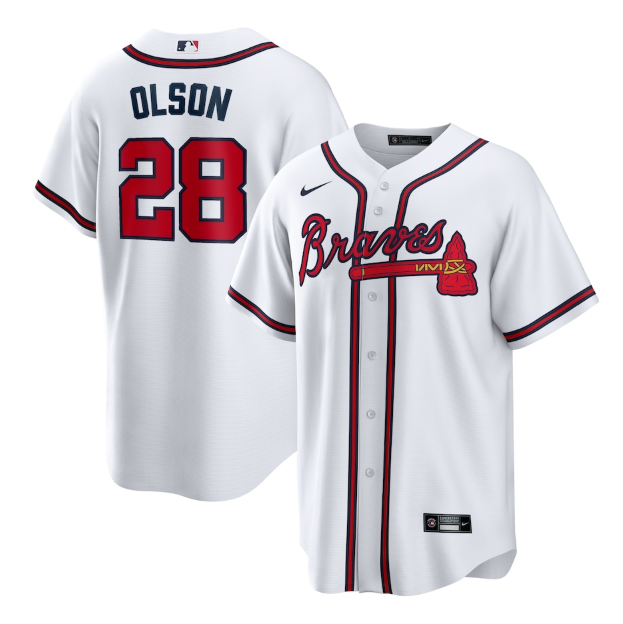 Personalized Men’s Atlanta Braves #28 Matt Olson White Cool Base Stitched Baseball Jersey