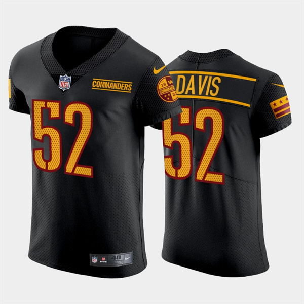 Personalized Men’s Washington Commanders #52 Jamin Davis Black Elite Stitched Jersey