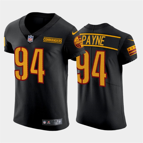 Personalized Men’s Washington Commanders #94 Da’ron Payne Black Elite Stitched Jersey
