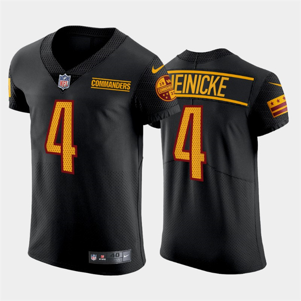 Personalized Men’s Washington Commanders #4 Taylor Heinicke Black Elite Stitched Jersey