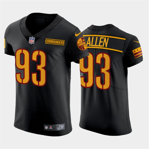 Personalized Men’s Washington Commanders #93 Jonathan Allen Black Elite Stitched Jersey