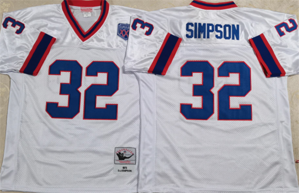 Personalized Men’s Buffalo Bills #32 SIMPSON White Stitched Jersey