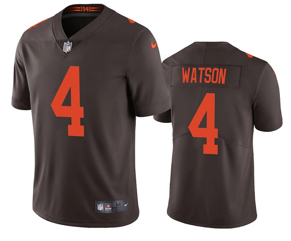Personalized Men’s Cleveland Browns #4 Deshaun Watson Brown Color Rush Untouchable Limited Stitched Jersey