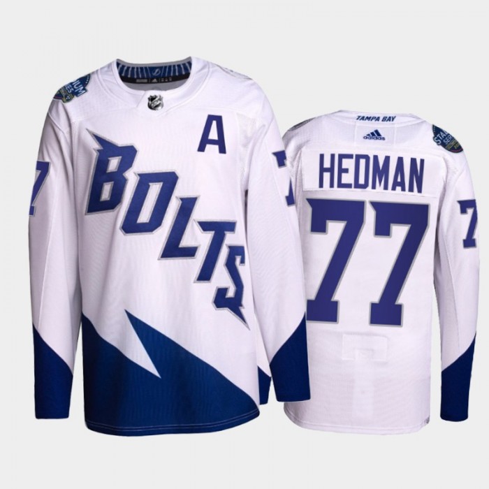 Personalized Men’s Tampa Bay Lightning#77 Victor Hedman 2022 White Stadium Series Breakaway Stitched Jersey