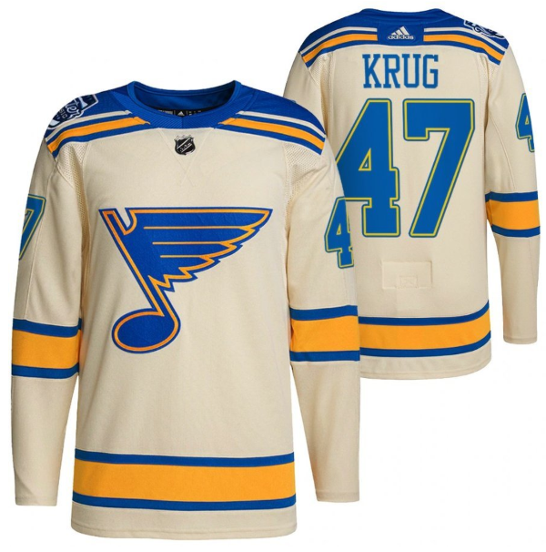 Personalized Men’s St. Louis Blues #47 Torey Krug Cream 2022 Winter Classic Stitched Jersey