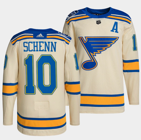 Personalized Men’s St. Louis Blues #10 Brayden Schenn Cream 2022 Winter Classic Stitched Jersey
