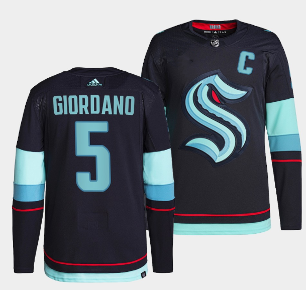 Personalized Men’s Seattle Kraken 5 Mark Giordano Navy Stitched Jersey