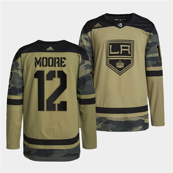Personalized Men’s Los Angeles Kings #12 Trevor Moore 2022 Camo Military Appreciation Night Stitched Jersey