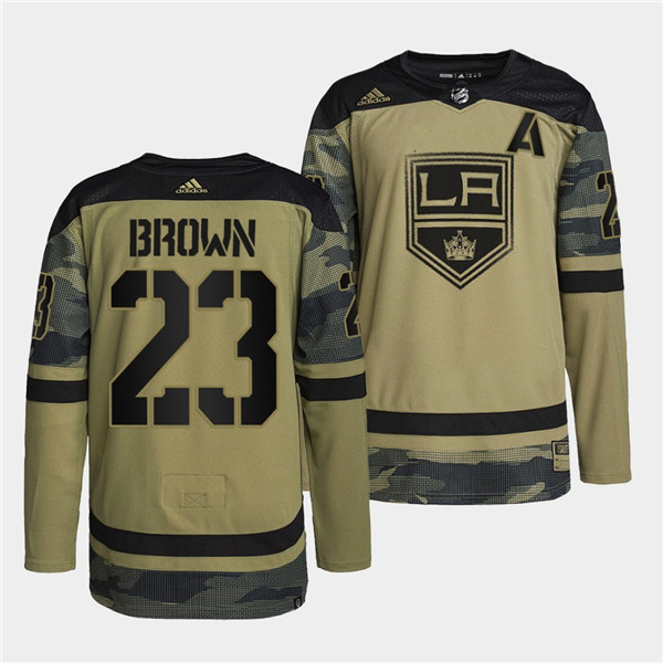 Personalized Men’s Los Angeles Kings #23 Dustin Brown 2022 Camo Military Appreciation Night Stitched Jersey