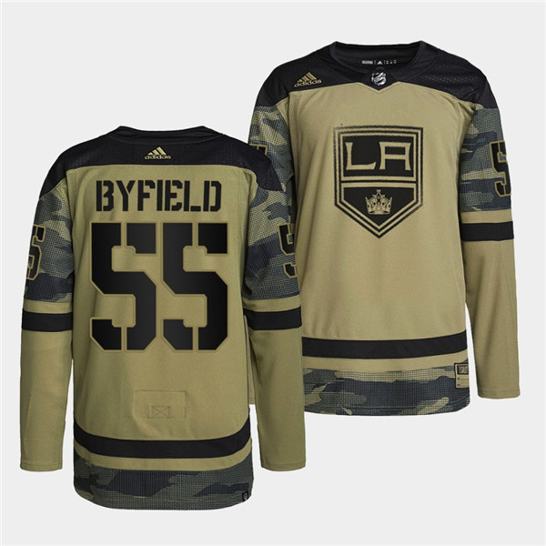 Personalized Men’s Los Angeles Kings #55 Quinton Byfield 2022 Camo Military Appreciation Night Stitched Jersey
