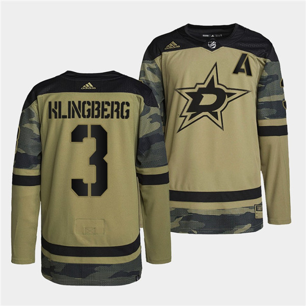 Personalized Men’s Dallas Stars #3 John Klingberg 2022 Camo Military Appreciation Night Stitched Jersey