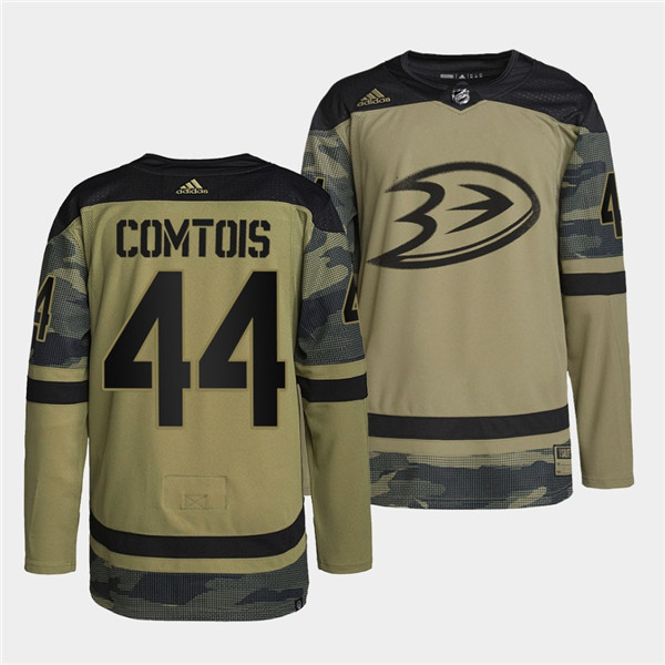 Personalized Men’s Anaheim Ducks #44 Max Comtois 2022 Camo Military Appreciation Night Stitched Jersey
