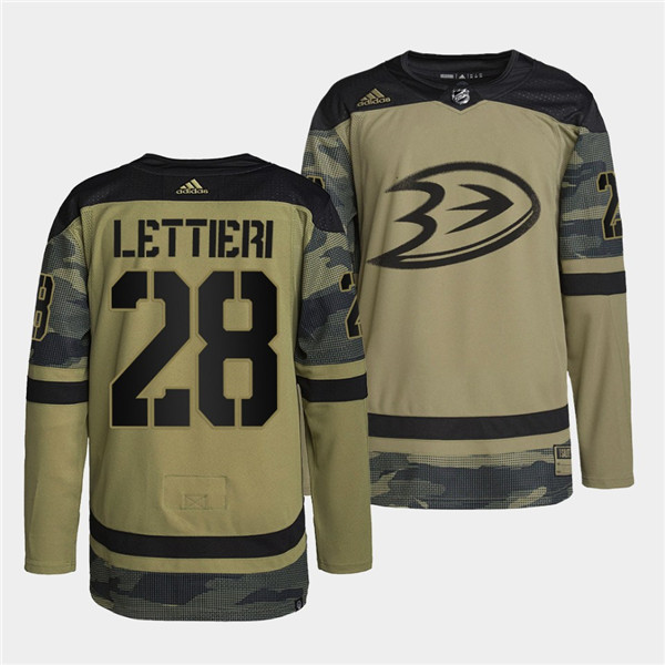Personalized Men’s Anaheim Ducks #28 Vinni Lettieri 2022 Camo Military Appreciation Night Stitched Jersey