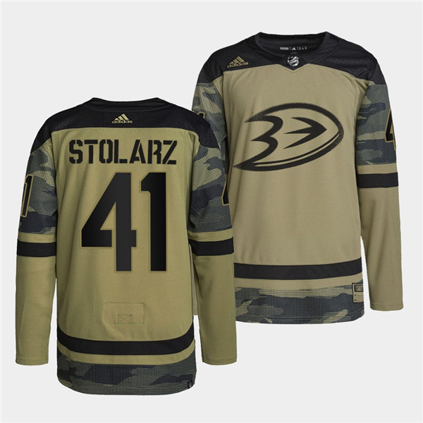 Personalized Men’s Anaheim Ducks #41 Anthony Stolarz 2022 Camo Military Appreciation Night Stitched Jersey