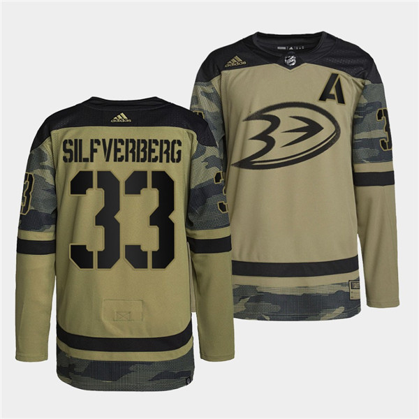 Personalized Men’s Anaheim Ducks #33 Jakob Silfverberg 2022 Camo Military Appreciation Night Stitched JerseyS