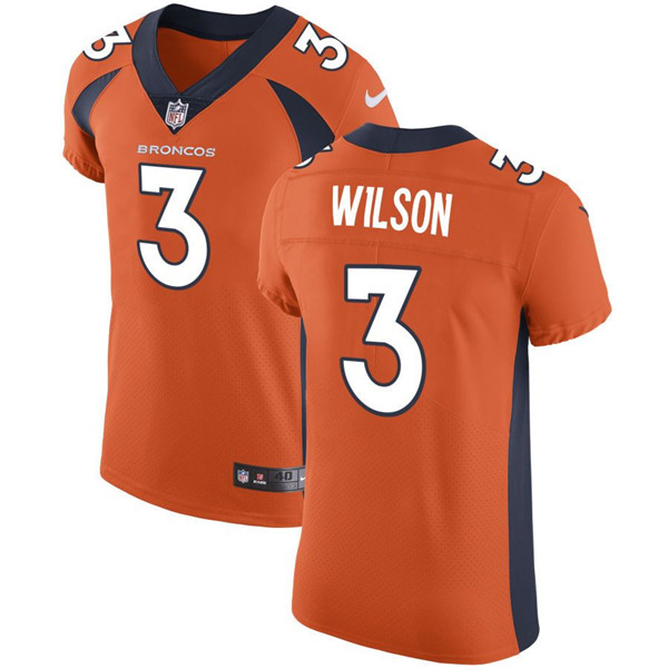 Personalized Men’s Denver Broncos #3 Russell Wilson Orange Untouchable Elite Jersey
