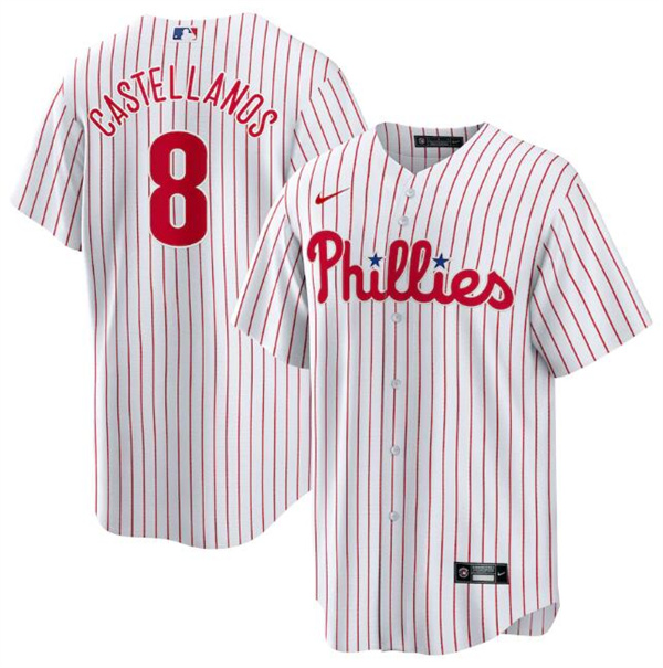 Personalized Men’s Philadelphia Phillies #8 Nick Castellanos White Cool Base Stitched Jersey