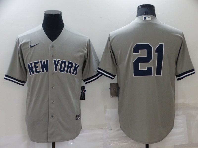 Personalized Men’s New York Yankees #21 Paul O’Neill Grey Stitched Baseball Jersey