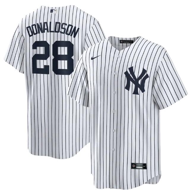 Personalized Men’s New York Yankees #28 Josh Donaldson White Cool Base Stitched Baseball Jersey