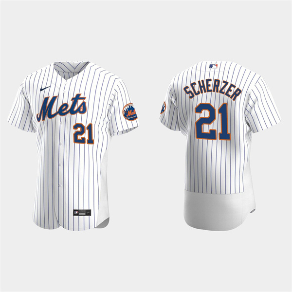 Personalized Men’s New York Mets #21 Max Scherzer White Flex Base Stitched Jersey