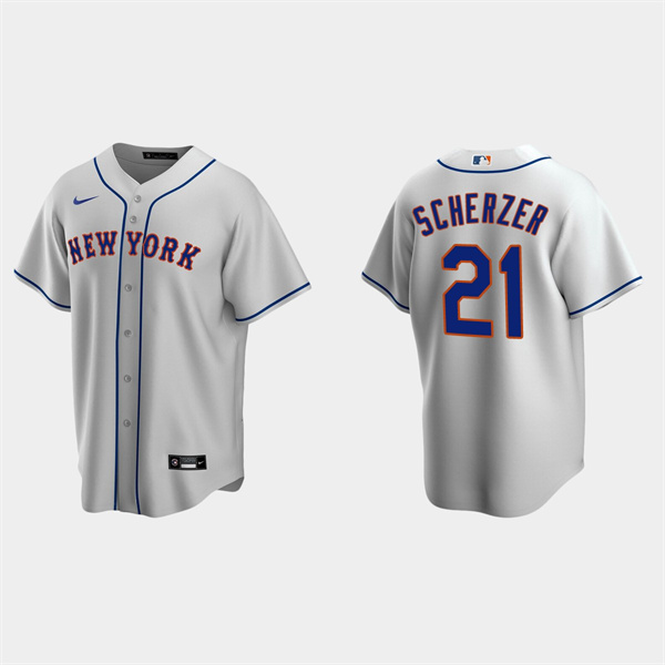 Personalized Men’s New York Mets #21 Max Scherzer Grey Cool Base Stitched Baseball Jersey