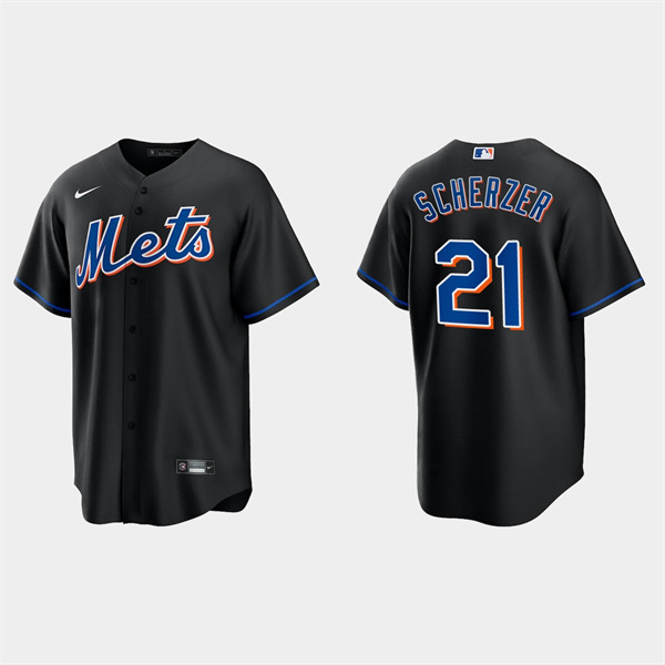 Personalized Men’s New York Mets #21 Max Scherzer Black Cool Base Stitched Baseball Jersey