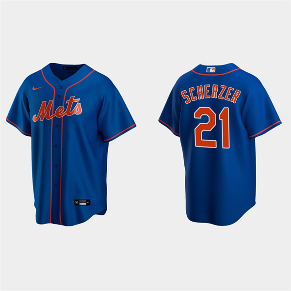 Personalized Men’s New York Mets #21 Max Scherzer Royal Cool Base Stitched Baseball Jersey