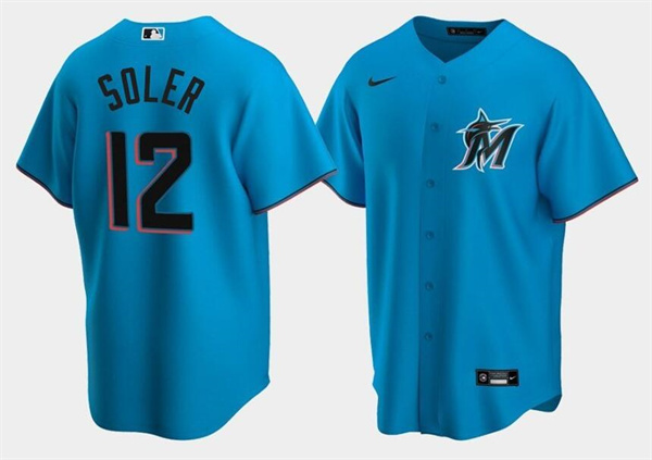 Personalized Men’s Miami Marlins #12 Jorge Soler Blue Cool Base Stitched Jersey