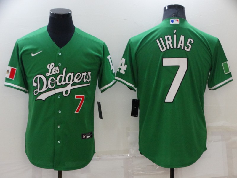 Personalized Men’s Los Angeles Dodgers #7 Julio Urias Green Stitched Baseball Jersey