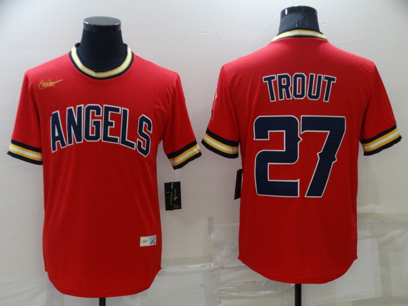 Personalized Men’s Los Angeles Angels #27 Mike Trout Red Cool Base Stitched Jersey