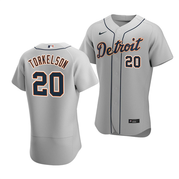 Personalized Men’s Detroit Tigers #20 Spencer Torkelson Gray Flex Base Stitched Jersey