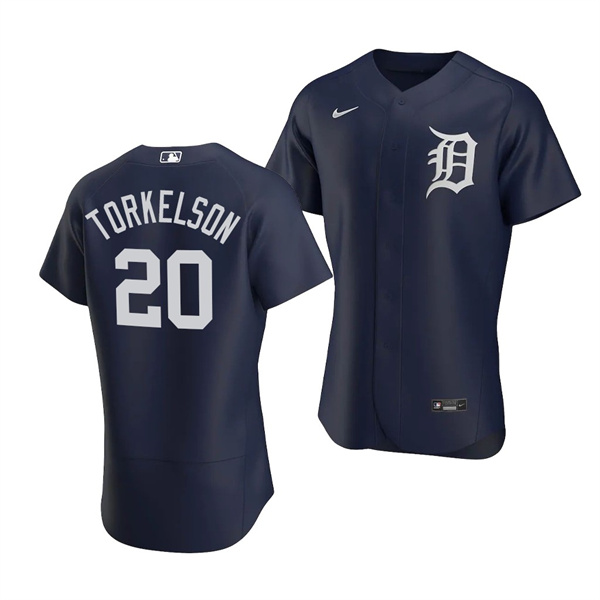 Personalized Men’s Detroit Tigers #20 Spencer Torkelson Navy Flex Base Stitched Jersey