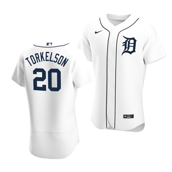 Personalized Men’s Detroit Tigers #20 Spencer Torkelson White Flex Base Stitched Jersey
