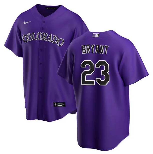 Personalized Men’s Colorado Rockies #23 Kris Bryant Purple Stitched Baseball Jersey