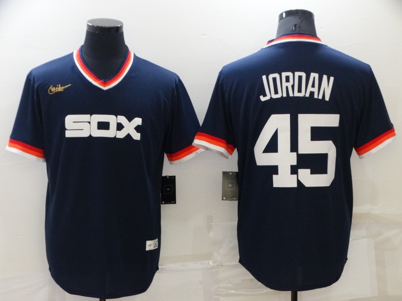 Personalized Men’s Chicago White Sox #45 Michael Jordan Navy Stitched Jersey