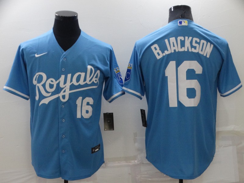 Personalized Men’s Kansas City Royals #16 Bo Jackson Light Blue Cool Base Stitched Jersey