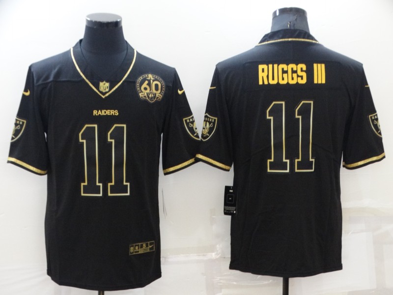 Personalized Men’s Las Vegas Raiders #11 Henry Ruggs III Black Gold With 60th Anniversary Patch Limited Stitched Jersey