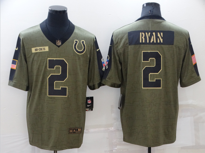 Personalized Men’s Indianapolis Colts #2 Matt Ryan Olive Salute To Service Limited Stitched Jersey