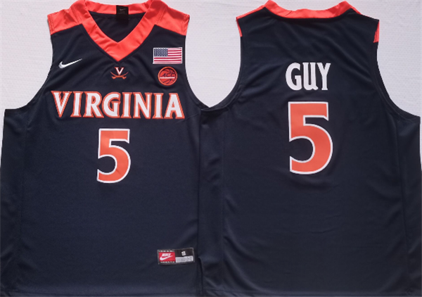 Personalized Men’s Virginia Cavaliers #5 Kyle Joseph Guy Navy Stitched Jersey