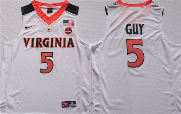 Personalized Men’s Virginia Cavaliers #5 Kyle Joseph Guy White Stitched Jersey