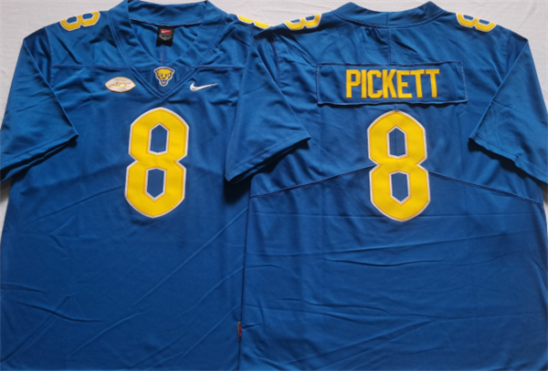 Personalized Men’s Pittsburgh Panthers #8 PICKETT Blue Stitched Football Jersey
