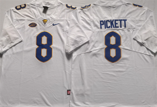 Personalized Men’s Pittsburgh Panthers #8 PICKETT White Stitched Football Jersey