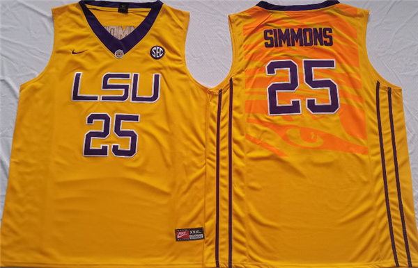 Personalized Men’s LSU Tigers #25 Ben Simmons Yellow Stitched Jersey