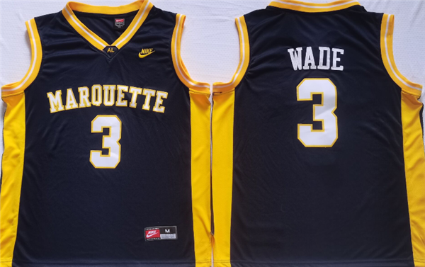 Personalized Men’s Marquette Golden Eagles #3 Dwyane Wade Black Stitched Jersey