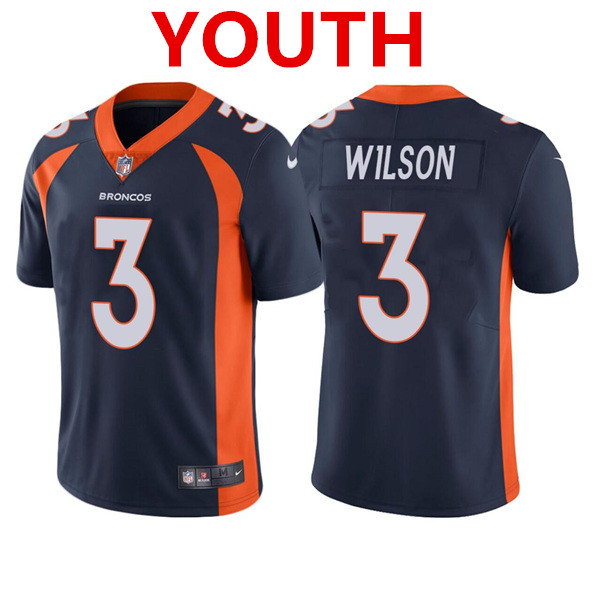 Personalized Youth Denver Broncos #3 Russell Wilson Navy Untouchable Limited Stitched Jersey