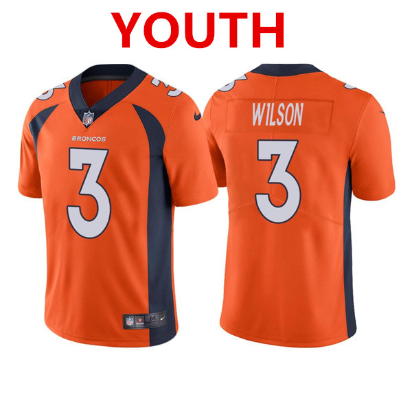 Personalized Youth Denver Broncos #3 Russell Wilson Orange Color Rush Untouchable Limited Stitched Jersey