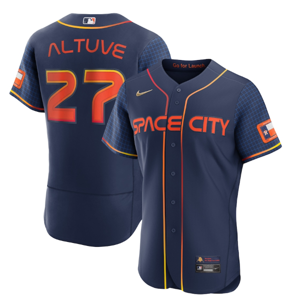 Personalized Men’s Houston Astros #27 Jose Altuve 2022 Navy City Connect Flex Base Stitched Baseball Jersey