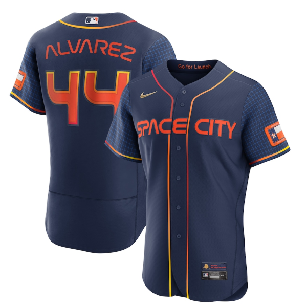 Personalized Men’s Houston Astros #44 Yordan Alvarez 2022 Navy City Connect Flex Base Stitched Baseball Jersey